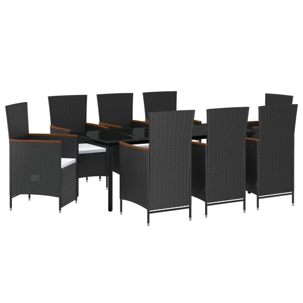 vidaXL Garden Dining Set Black and Cream White