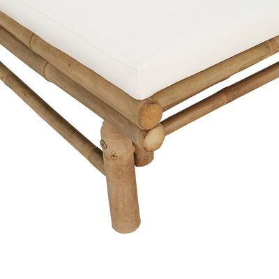 vidaXL Patio Bench with Cream White Cushions Bamboo