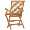 vidaXL Garden Chair Set of 3 Teak Brown Teak Wood Medium Foldable