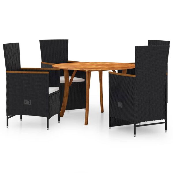 vidaXL 5 Piece Patio Dining Set Black