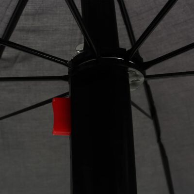 vidaXL Patio Lounge Bed with Umbrella Poly Rattan Gray