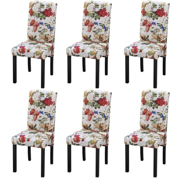 vidaXL Dining Chair Set of 6 Multicolor Polyester Standard Sturdy