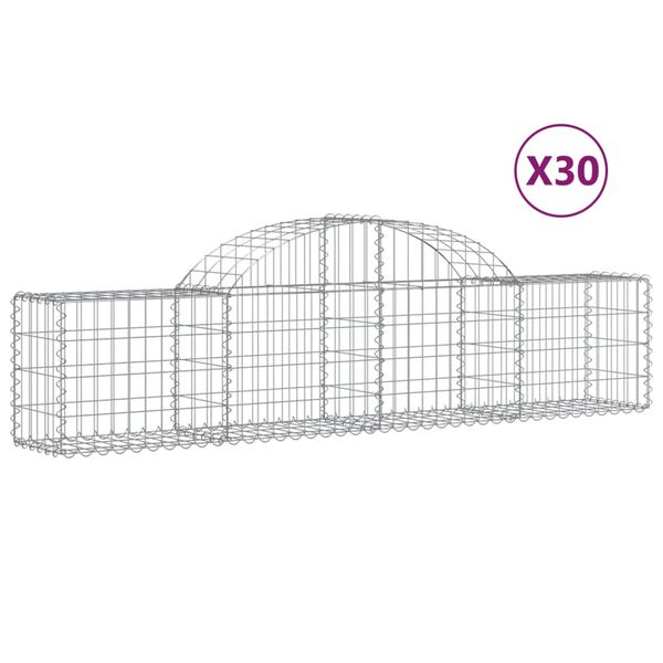 vidaXL Gabion Basket Set of 30 Silver Galvanized iron Extra Long