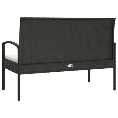 vidaXL Patio Bench with Cushion Black 41.3" Poly Rattan