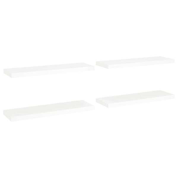 vidaXL Wall Shelf Set of 4 White Honeycomb MDF, Metal 31.5x9.3x1.5 in