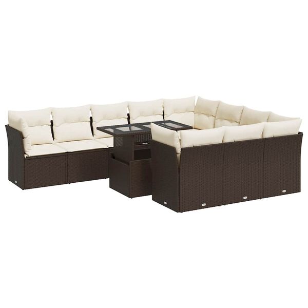 vidaXL Garden Sofa Set Brown, Cream White