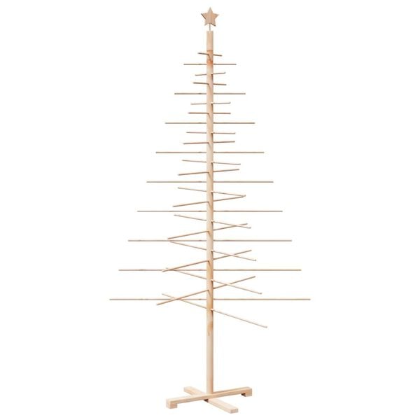 vidaXL Wooden Christmas Tree Natural Wood Solid pine wood, Bamboo