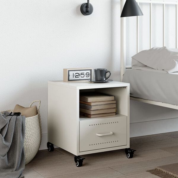 vidaXL Bedside Cabinet White Cold-rolled steel Bedside Cabinet