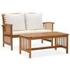 vidaXL Garden Lounge Set Cream white cushions, Natural wood