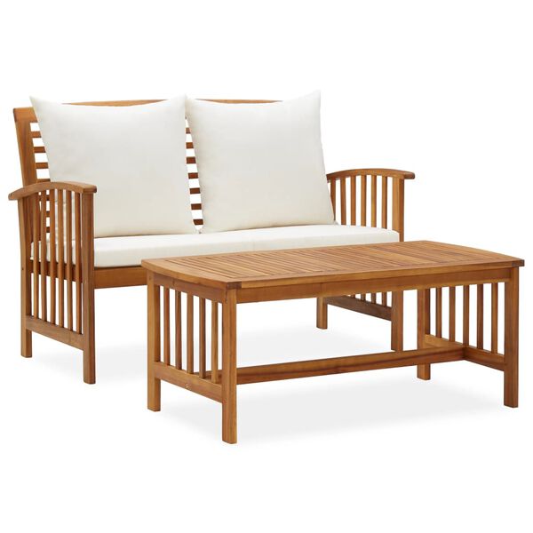vidaXL Garden Lounge Set Cream white cushions, Natural wood