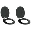 vidaXL Toilet Seats with Soft Close Lids 2 pcs MDF Black (2x140799)