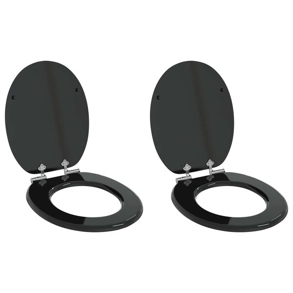 vidaXL Toilet Seats with Soft Close Lids 2 pcs MDF Black (2x140799)