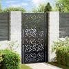 vidaXL Garden Gate Black 39.4x68.9" Steel Leaf Design