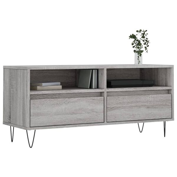 vidaXL TV Cabinet Grey Sonoma Engineered Wood, Iron Medium TV Cabinet