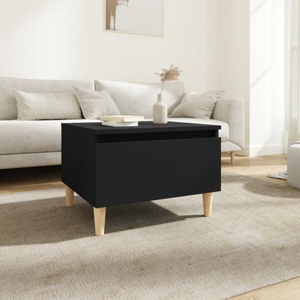 vidaXL Side Table Black Engineered wood, Solid eucalyptus wood Small