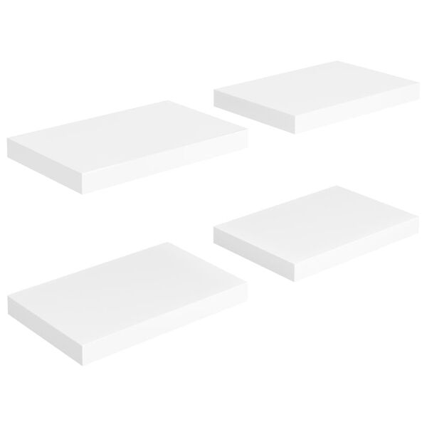 vidaXL Wall Shelf Set of 4 White Honeycomb MDF, metal Medium