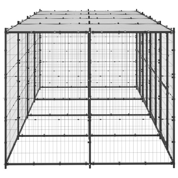 vidaXL Dog Kennel Black and Silver Powder-coated steel, PE Large Durable