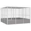 vidaXL Bird Cage Grey Galvanized Steel Large Bird Cage Rectangular