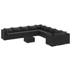 vidaXL Patio Sofa Set Set of 10 Black