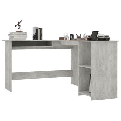 vidaXL L-Shaped Corner Desk Concrete Gray 47.2"x55.1"x29.5" Chipboard