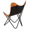 vidaXL Butterfly Chair Brown Genuine leather, canvas, powder-coated iron