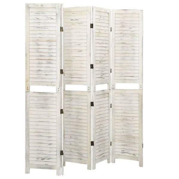 vidaXL 5-Panel Room Divider Antique White 70.3x65.4" Solid Wood