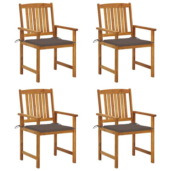vidaXL Patio Chair Set of 4 Taupe Solid acacia wood One Size Durable