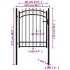 vidaXL Fence Gate with Spikes Steel 39.4x49.2" Black