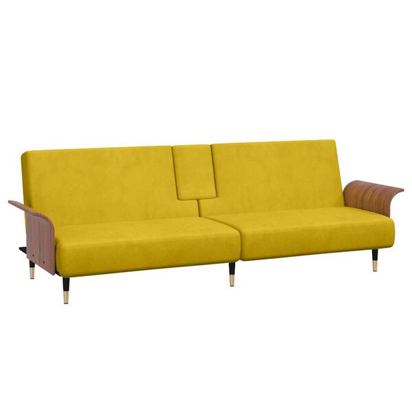 vidaXL Sofa Bed Yellow Velvet (100% polyester), plywood, metal Medium