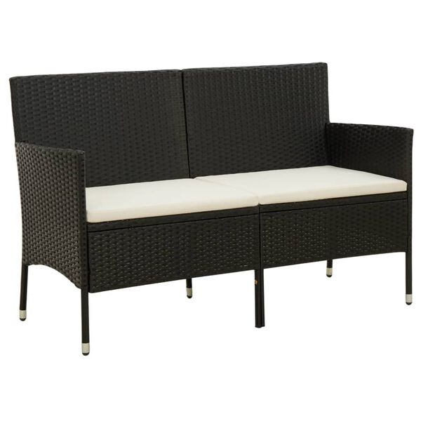 vidaXL Garden Sofa Black PE rattan 3-seater Water-resistant materials
