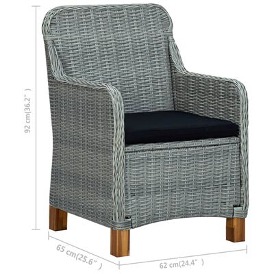vidaXL Patio Chairs with Cushions 2 pcs Poly Rattan Light Gray