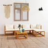 vidaXL Garden Lounge Set Cream, Natural Wood