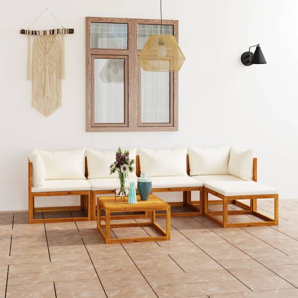 vidaXL Garden Lounge Set Cream, Natural Wood