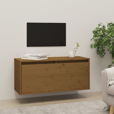 vidaXL Wall Cabinet Honey Brown 31.5"x11.8"x13.8" Solid Wood Pine