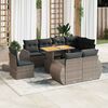 vidaXL Garden Sofa Set Grey PE rattan 9 Piece Set Adjustable Armrests