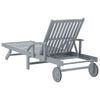 vidaXL Sunlounger Grey Solid acacia wood with grey wash, 100% polyester