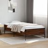 vidaXL Bed Frame Brown Oak Engineered Wood, Metal Twin Durable