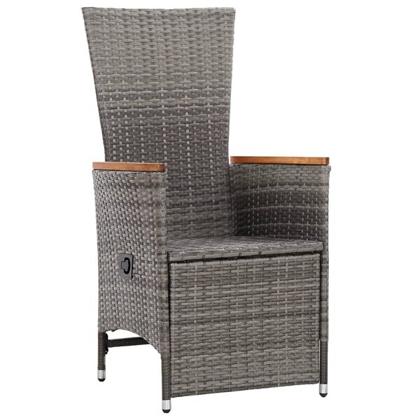 vidaXL Outdoor Chair Set of 2 Grey PE rattan Medium