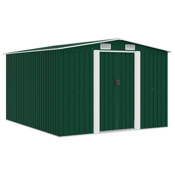 vidaXL Garden Shed Green Galvanized steel 101.2 x 117.3 x 70.1 in