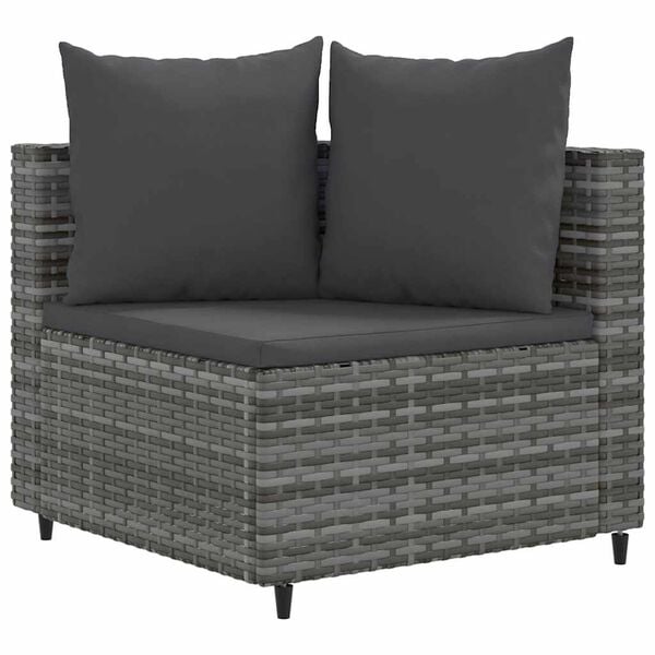 vidaXL Patio Sofa Set Set of 6 Grey Poly Rattan 6 Piece Set Modular