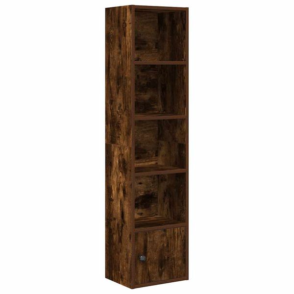 vidaXL Bookcase Smoked Oak Engineered Wood Medium Bookcase Rectangular