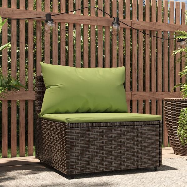vidaXL Patio Middle Sofa Brown PE rattan Medium Adjustable Feet