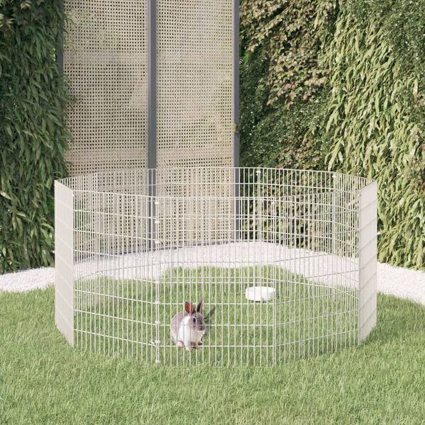 vidaXL Animal Enclosure Silver Galvanized iron 10-Panel Expandable