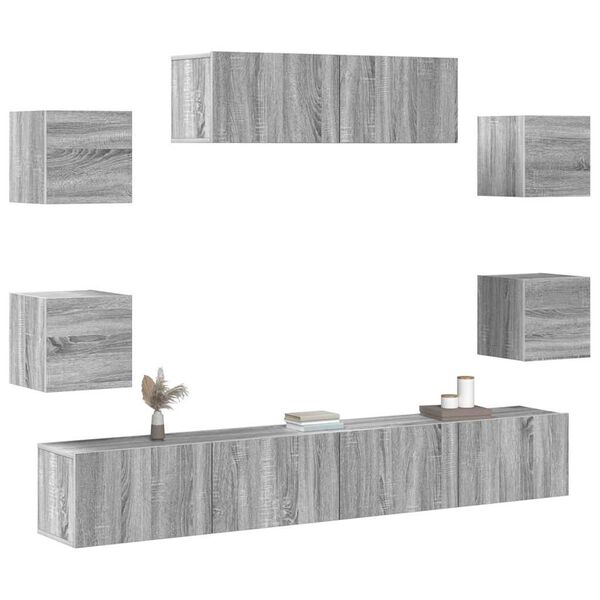 vidaXL TV Cabinet Set Set of 7 Gray Sonoma Engineered Wood