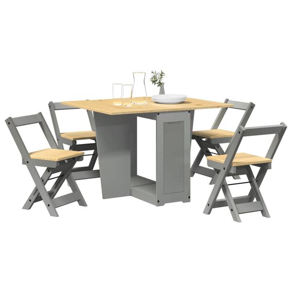 vidaXL Dining Set Honey wax brown and grey