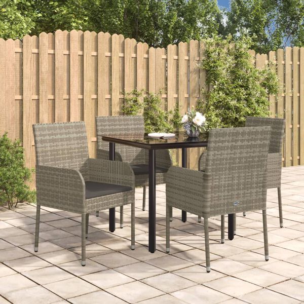 vidaXL Garden Dining Set Black and Grey