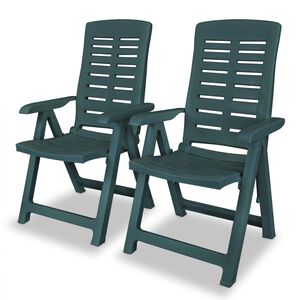 vidaXL Garden Chair Set of 2 Green Plastic Standard Foldable