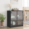 vidaXL Side Cabinet Black Engineered wood, Glass Medium Side Cabinet