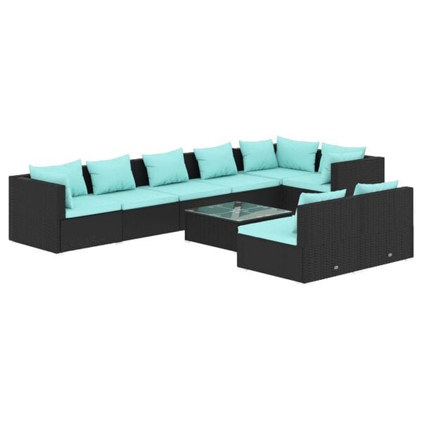 vidaXL Garden Lounge Set Black, Water Blue