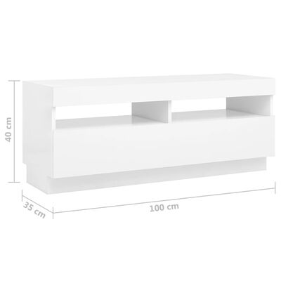 vidaXL TV Stand with LED Lights White 118.1"x13.8"x15.7"